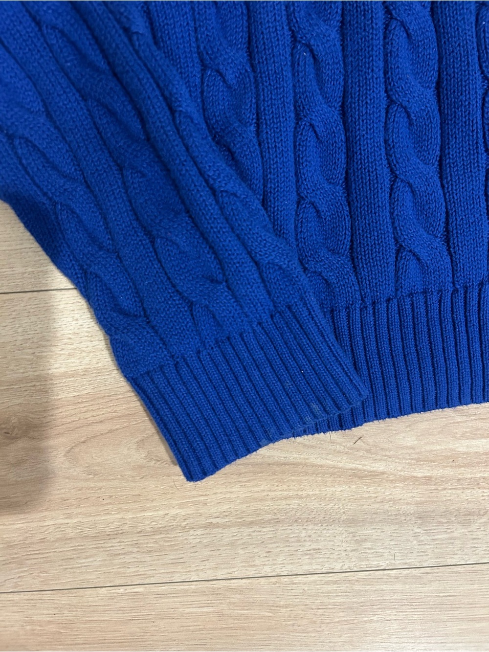 Ralph Lauren Men’s Blue Cable Knit Crewneck Sweater - Picture 3 of 5